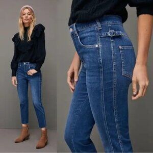 Pilcro & The Letterpress Buckled High-Rise Cropped Slim Jeans Size 26